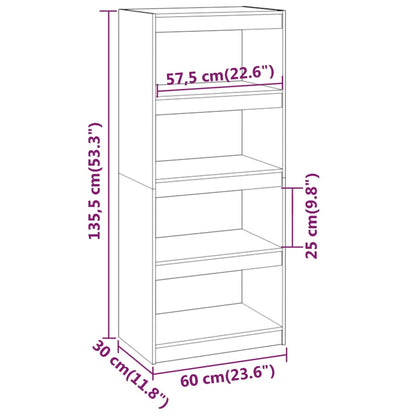 Libreria/Divisorio Nero 60x30x135,5 cm Legno Massello di Pino | homemem39