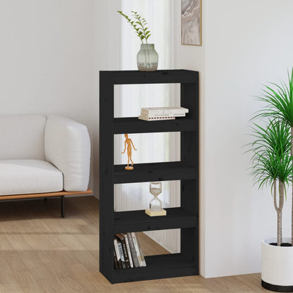 Libreria/Divisorio Nero 60x30x135,5 cm Legno Massello di Pino | homemem39
