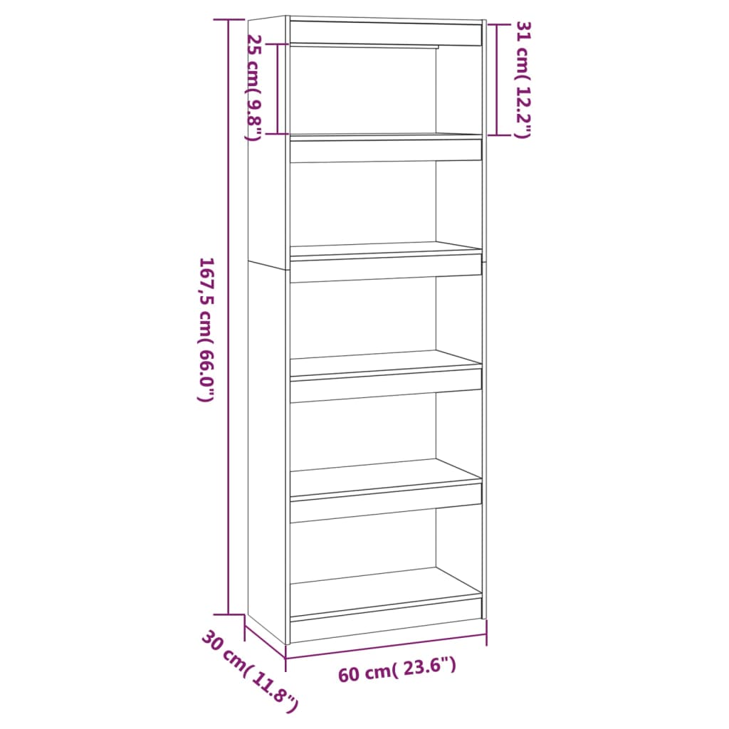 Libreria/Divisorio Grigio 60x30x167,5 cm in Massello di Pino | homemem39