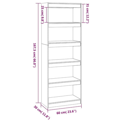 Libreria/Divisorio Grigio 60x30x167,5 cm in Massello di Pino | homemem39