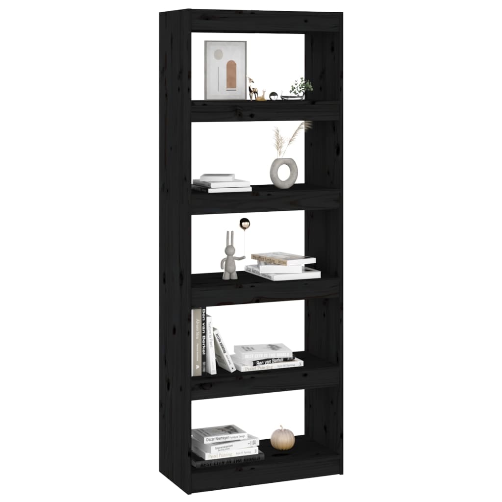 Libreria/Divisorio Nero 60x30x167,5 cm in Massello di Pino | homemem39