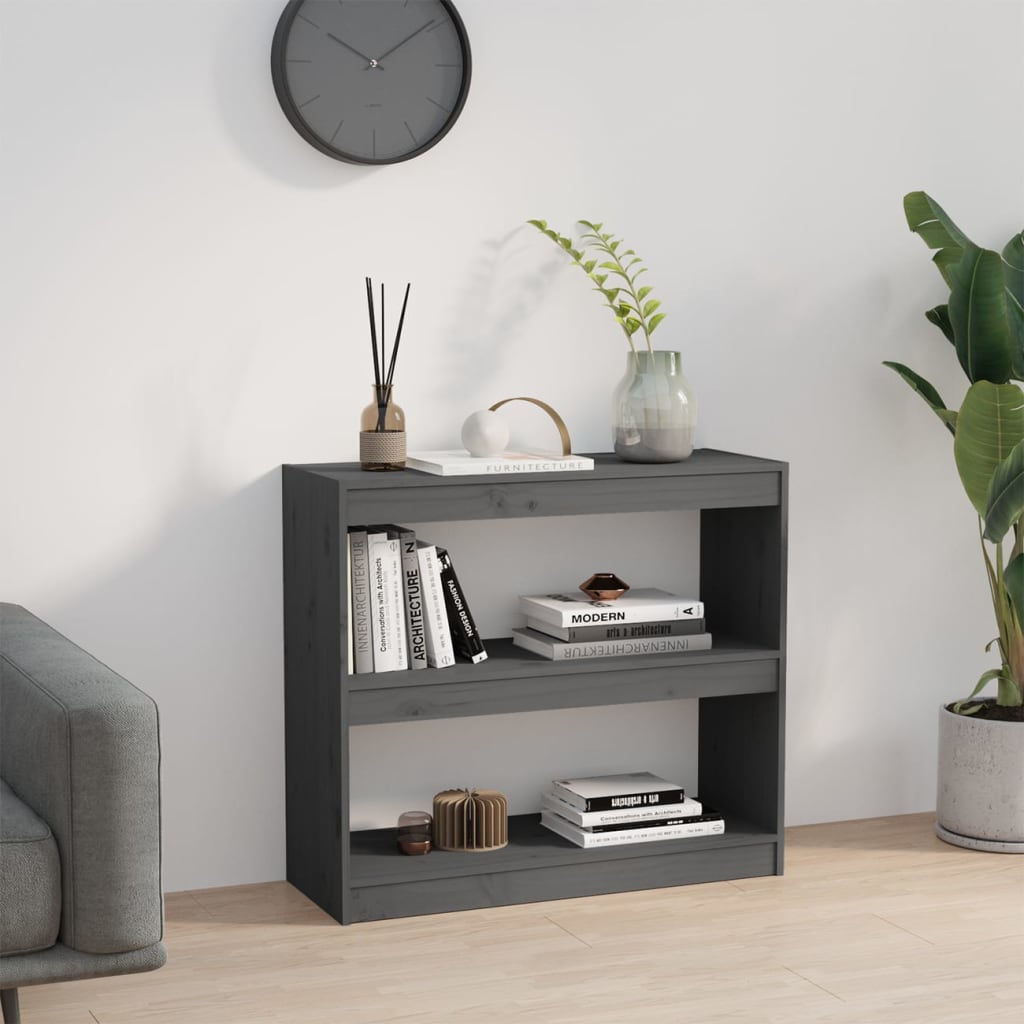 Libreria/Divisorio Grigio 80x30x71,5 cm Legno Massello di Pino | homemem39