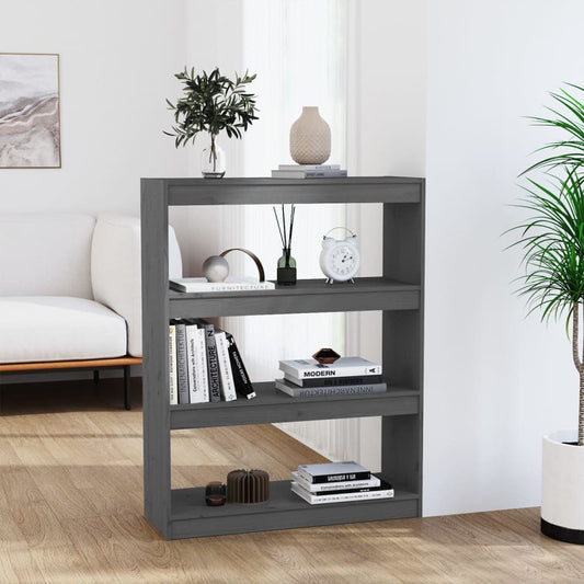 Libreria/Divisorio Grigio 80x30x103,5 cm in Massello di Pino | homemem39