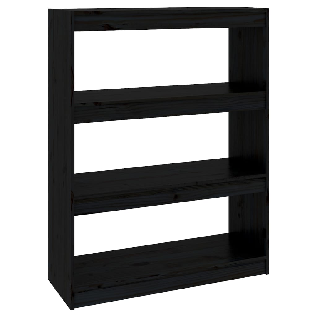Libreria/Divisorio Nero 80x30x103,5cm in Legno Massello di Pino | homemem39