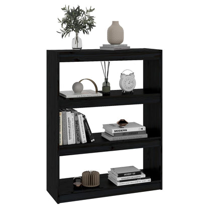 Libreria/Divisorio Nero 80x30x103,5cm in Legno Massello di Pino | homemem39