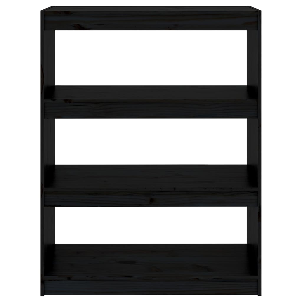 Libreria/Divisorio Nero 80x30x103,5cm in Legno Massello di Pino | homemem39