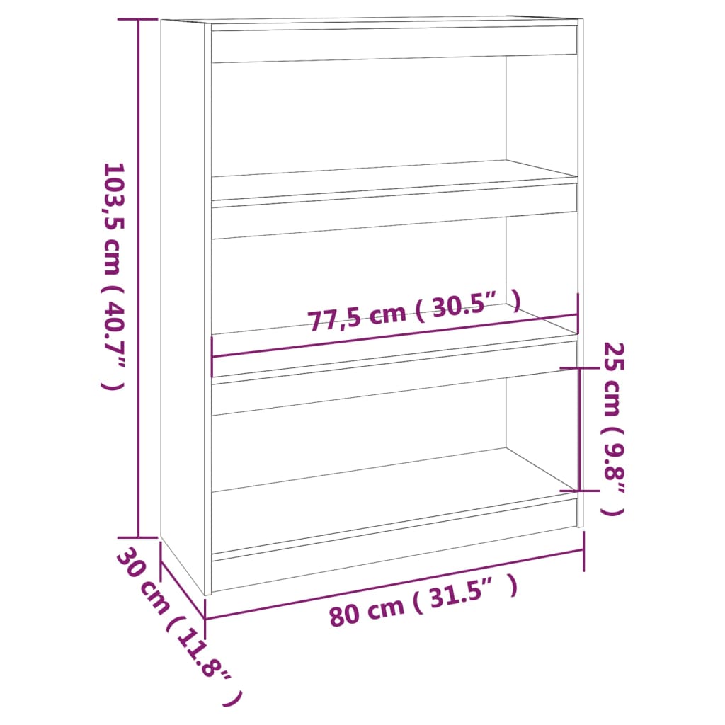 Libreria/Divisorio Nero 80x30x103,5cm in Legno Massello di Pino | homemem39