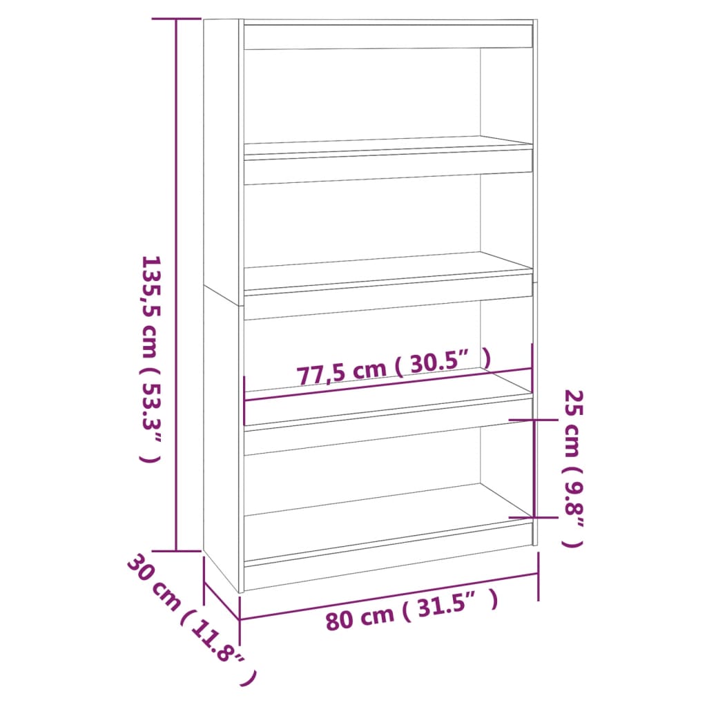 Libreria/Divisorio Ambra 80x30x135,5 cm Legno Massello di Pino | homemem39