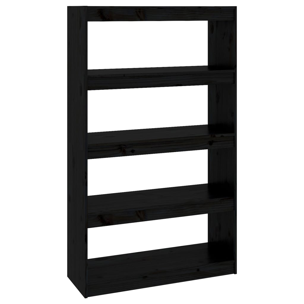 Libreria/Divisorio Nero 80x30x135,5cm in Legno Massello di Pino | homemem39