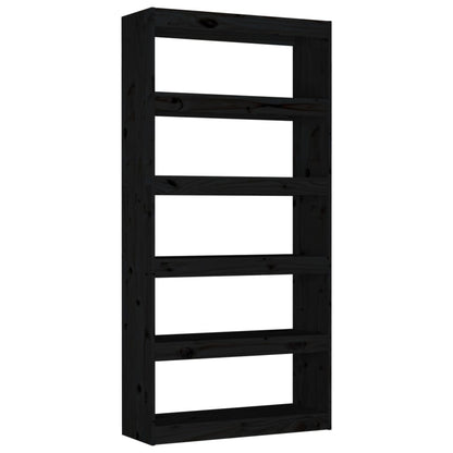 Libreria/Divisorio Nero 80x30x167,4 cm Legno Massello di Pino | homemem39