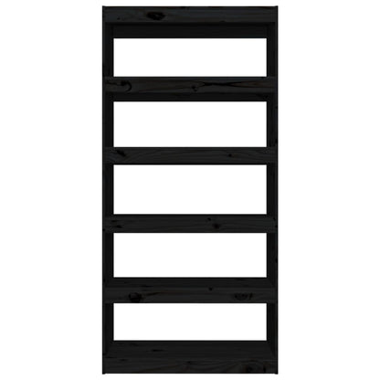 Libreria/Divisorio Nero 80x30x167,4 cm Legno Massello di Pino | homemem39