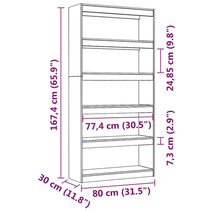 Libreria/Divisorio Nero 80x30x167,4 cm Legno Massello di Pino | homemem39