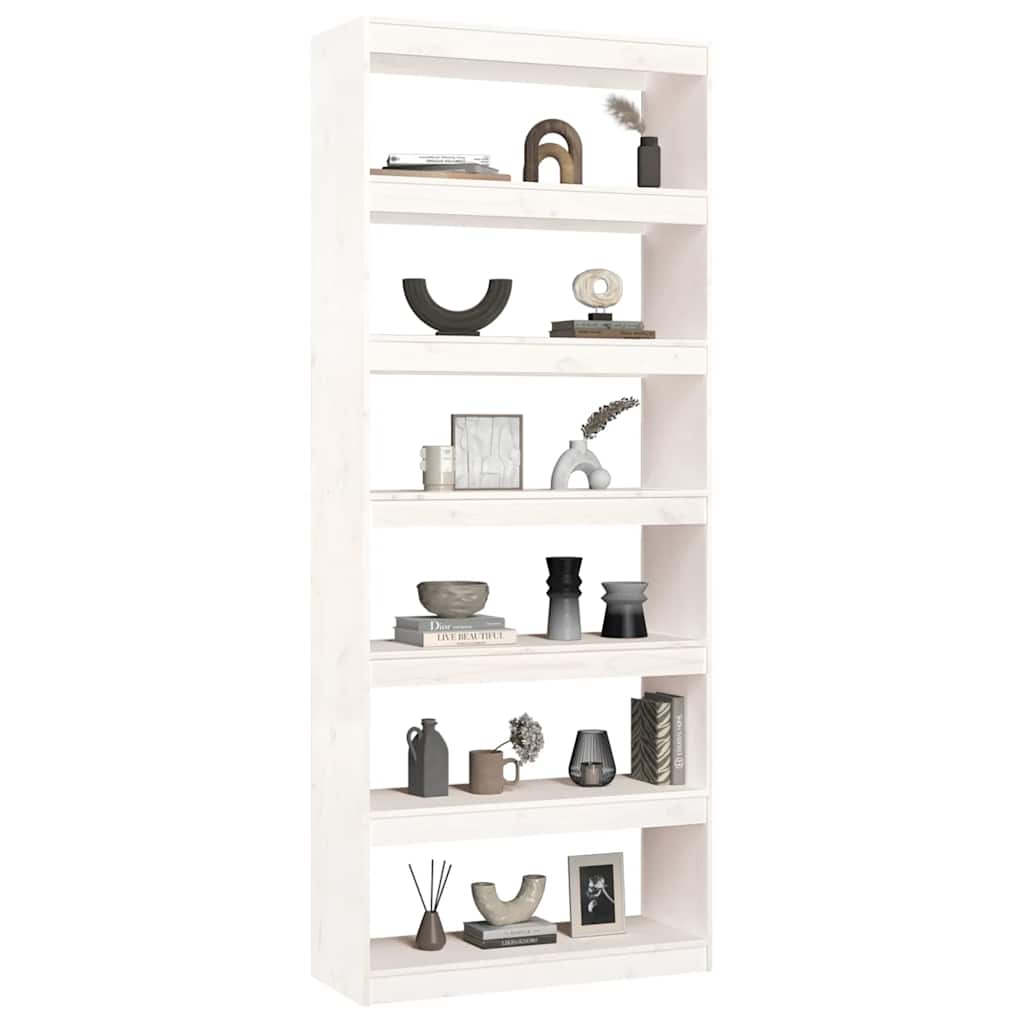 Libreria/Divisorio Bianco 80x30x199,5 cm in Massello di Pino - homemem39