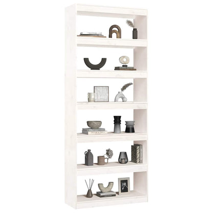 Libreria/Divisorio Bianco 80x30x199,5 cm in Massello di Pino - homemem39