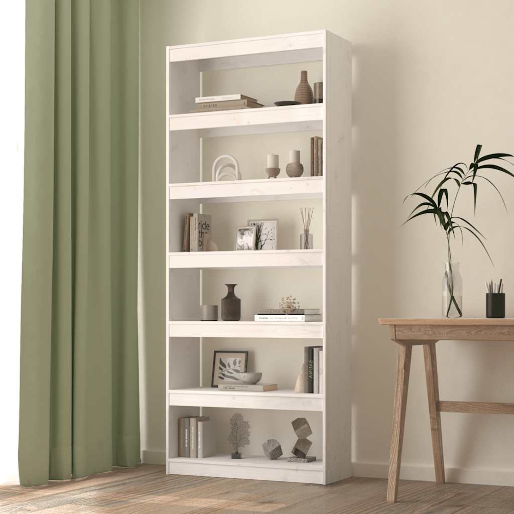 Libreria/Divisorio Bianco 80x30x199,5 cm in Massello di Pino - homemem39