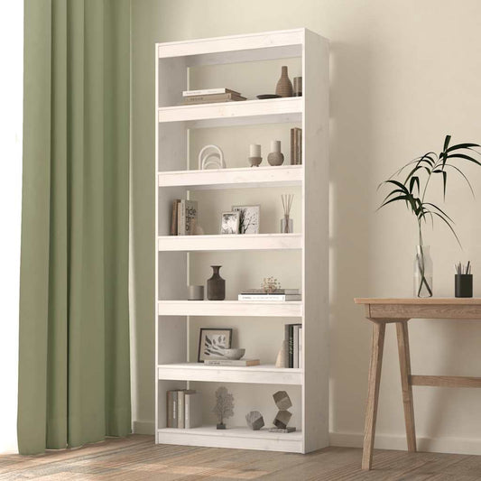 Libreria/Divisorio Bianco 80x30x199,5 cm in Massello di Pino - homemem39