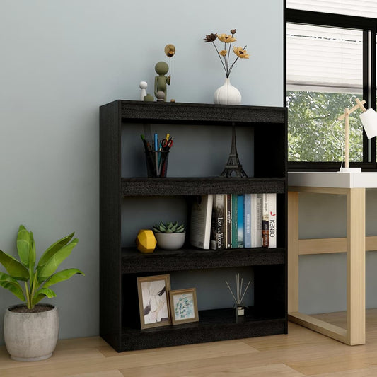 Libreria/Divisorio Nero 100x30x103 cm in Legno Massello di Pino | homemem39