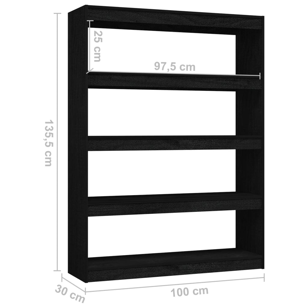 Libreria/Divisorio Nero 100x30x135,5 cm in Legno di Pino | homemem39