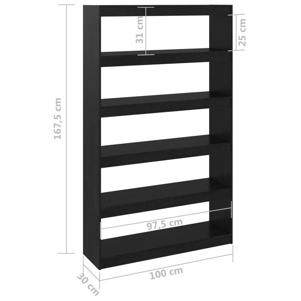 Libreria/Divisorio Nero 100x30x167,5 cm in Legno di Pino | homemem39