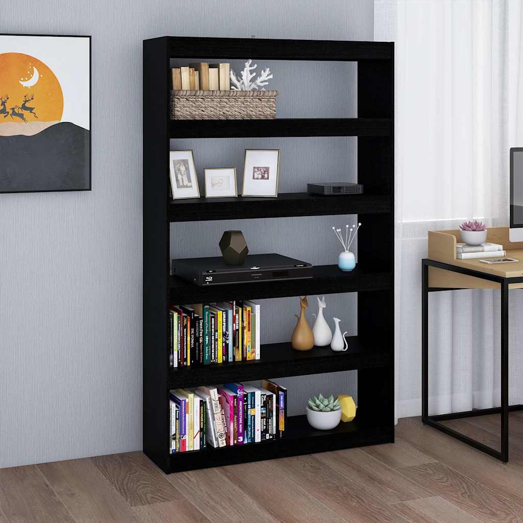 Libreria/Divisorio Nero 100x30x167,5 cm in Legno di Pino