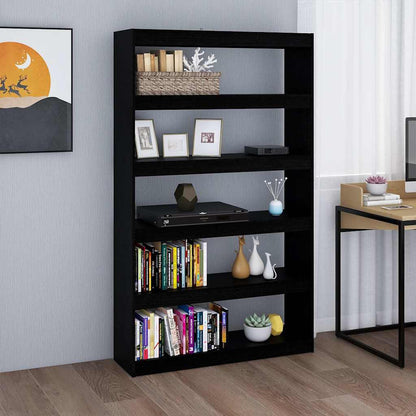Libreria/Divisorio Nero 100x30x167,5 cm in Legno di Pino