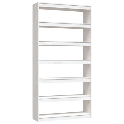 Libreria/Divisorio Bianco 100x30x200 cm Legno Massello di Pino