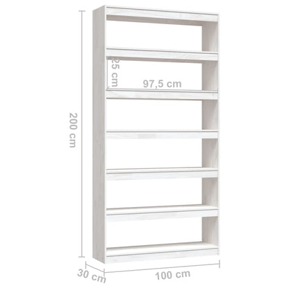 Libreria/Divisorio Bianco 100x30x200 cm Legno Massello di Pino