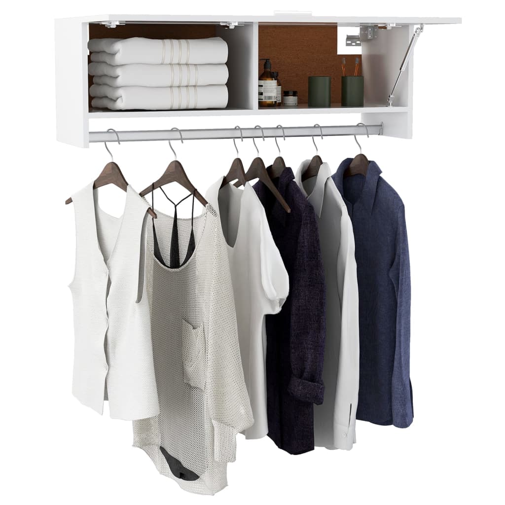 Armadio Bianco 100x32,5x35 cm in Legno Multistrato - homemem39