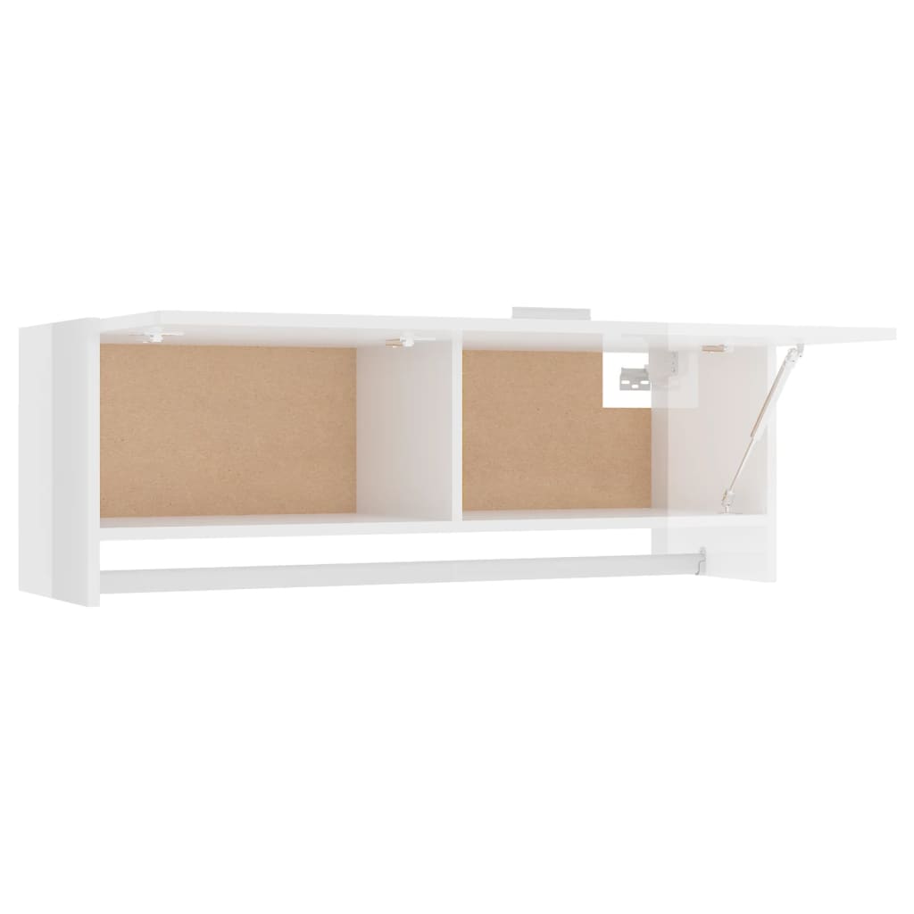 Armadio Bianco Lucido 100x32,5x35 cm in Legno Multistrato - homemem39