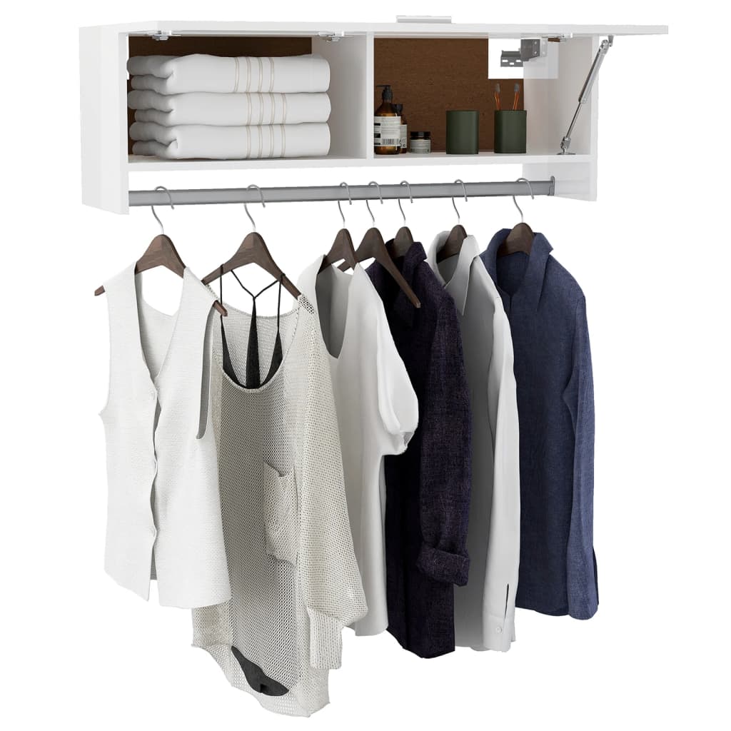 Armadio Bianco Lucido 100x32,5x35 cm in Legno Multistrato - homemem39