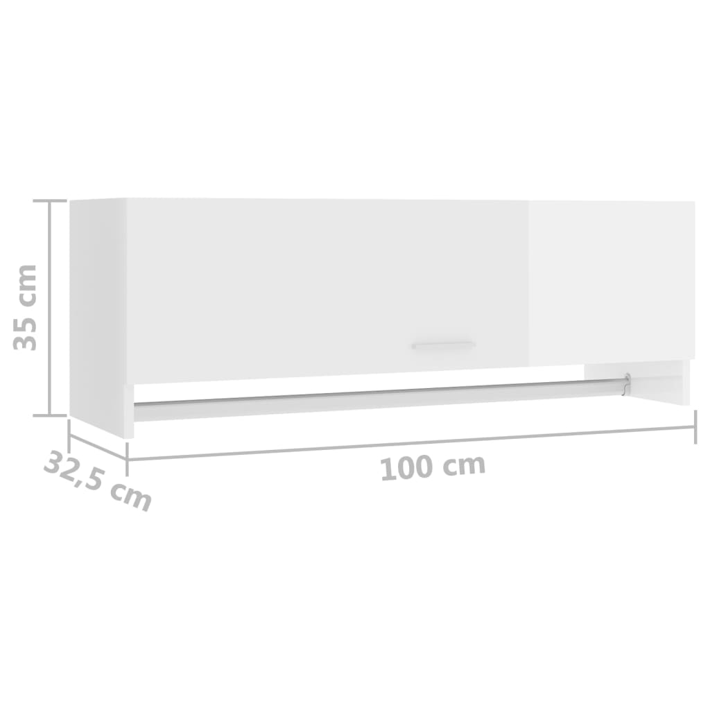 Armadio Bianco Lucido 100x32,5x35 cm in Legno Multistrato - homemem39