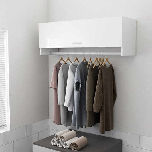 Armadio Bianco Lucido 100x32,5x35 cm in Legno Multistrato - homemem39