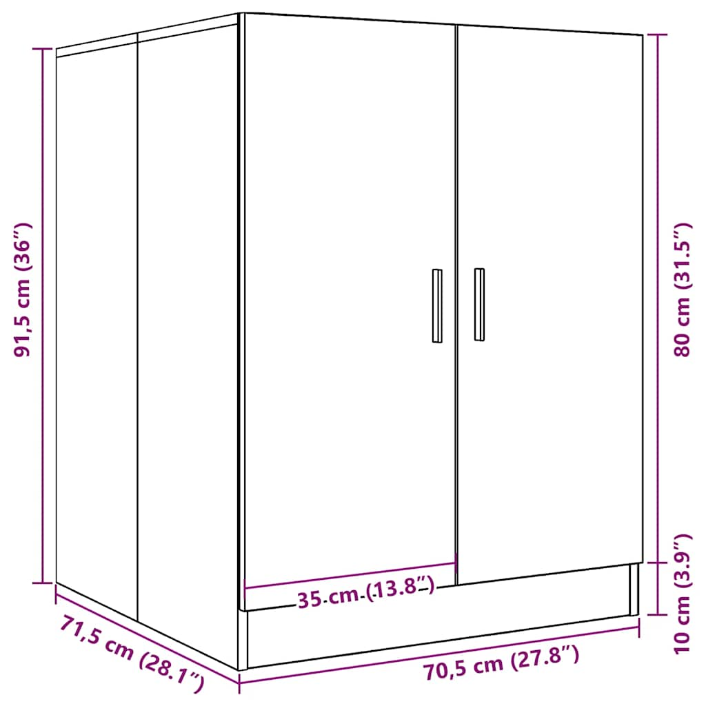 Mobile per Lavatrice Bianco 71x71,5x91,5 cm - homemem39