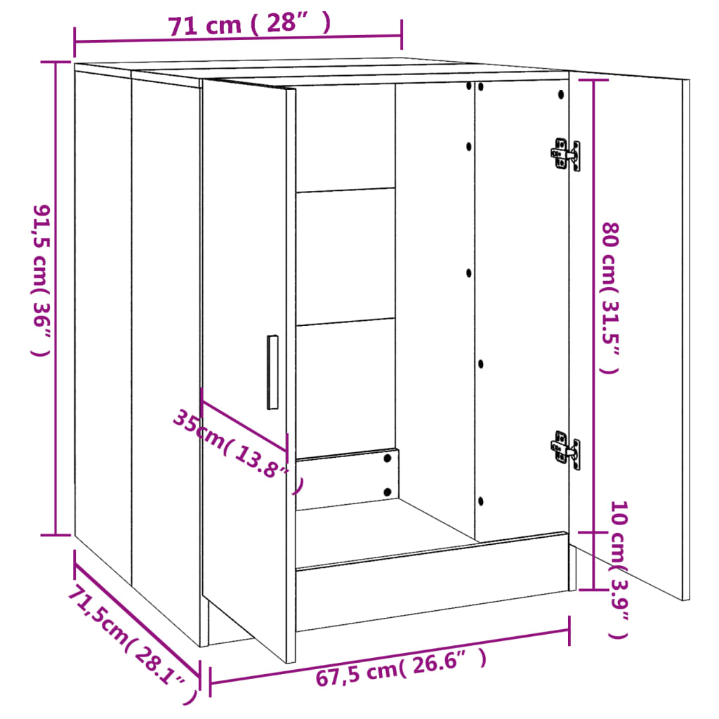 Mobile per Lavatrice Nero 71x71,5x91,5 cm - homemem39