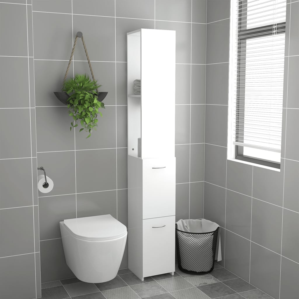 Armadietto da Bagno Bianco 25x26,5x170 cm in Legno Multistrato | homemem39