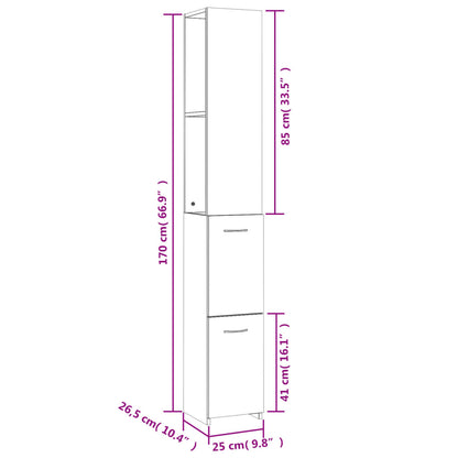 Armadietto Bagno Rovere Sonoma 25x26,5x170 cm Legno Multistrato | homemem39