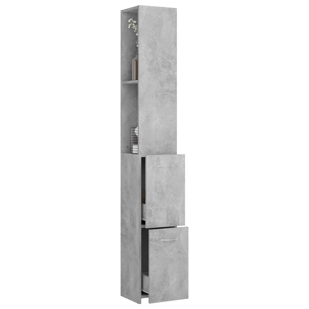 Armadietto Bagno Grigio Cemento 25x26,5x170cm Legno Multistrato | homemem39