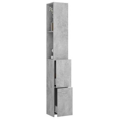Armadietto Bagno Grigio Cemento 25x26,5x170cm Legno Multistrato
