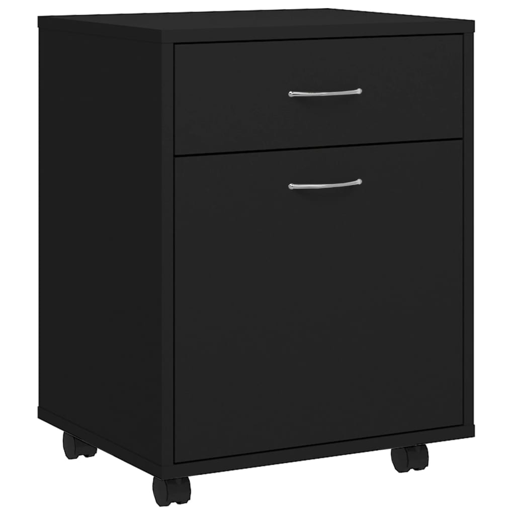 Mobiletto con Rotelle Nero 45x38x54cm in Legno Multistrato - homemem39
