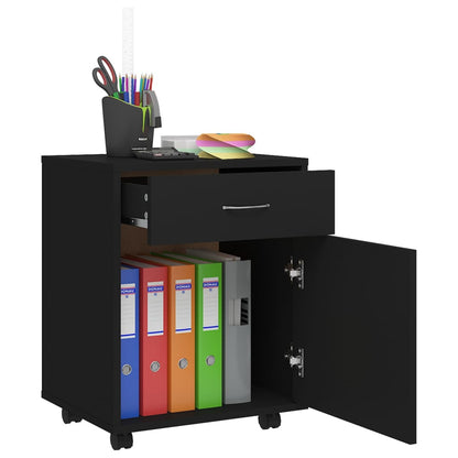 Mobiletto con Rotelle Nero 45x38x54cm in Legno Multistrato - homemem39