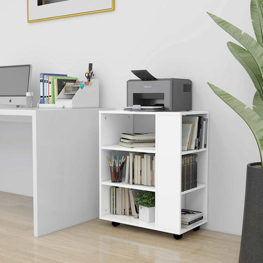 Mobiletto con Rotelle Bianco 60x35x75cm in Legno Ingegnerizzato