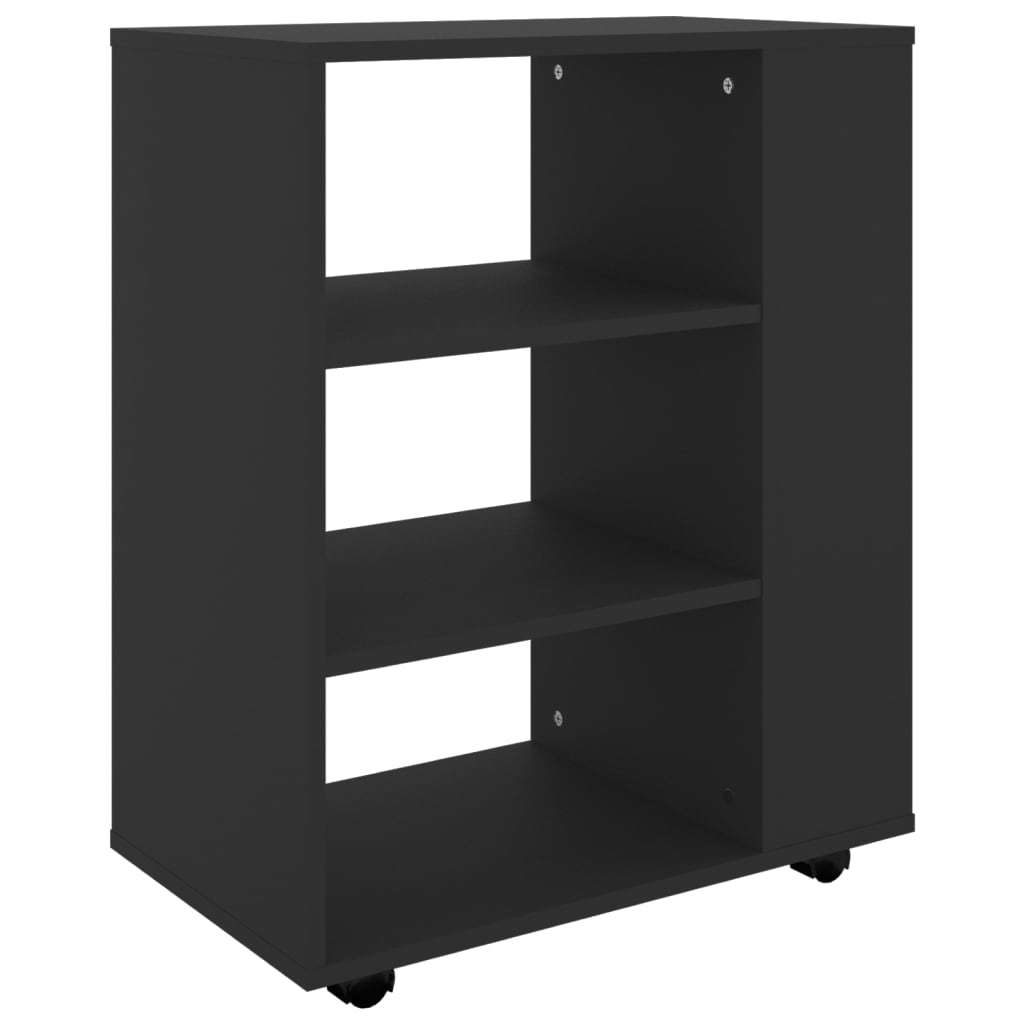 Mobiletto con Ruote Nero 60x35x75 cm in Legno Multistrato - homemem39
