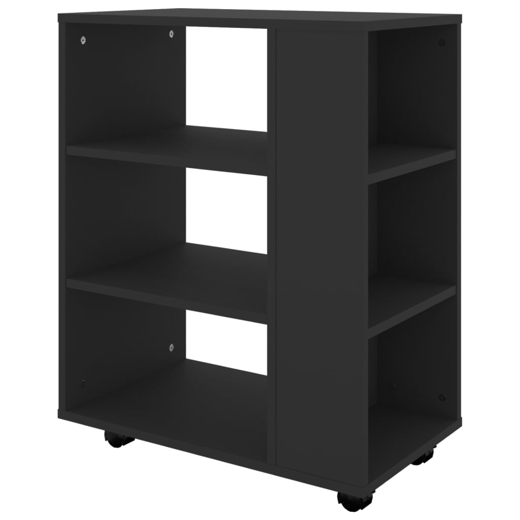 Mobiletto con Ruote Nero 60x35x75 cm in Legno Multistrato - homemem39