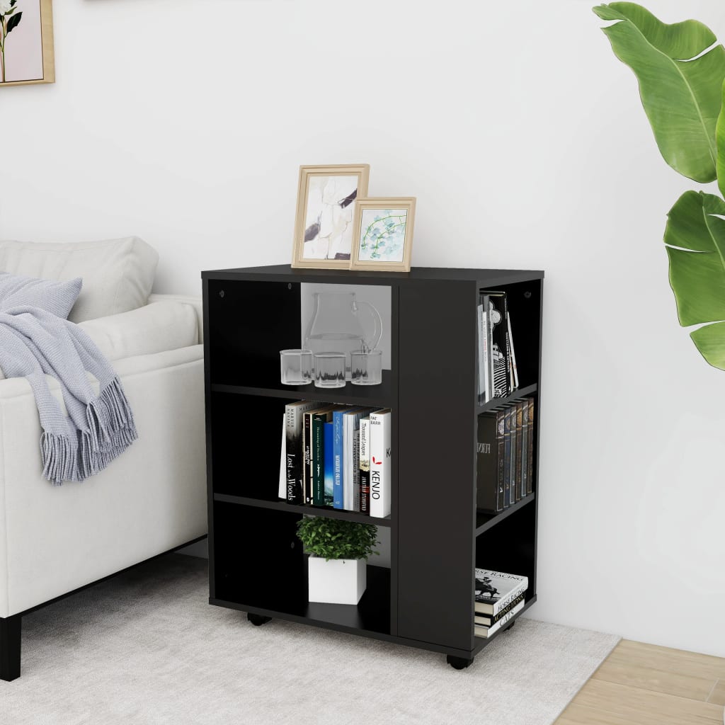 Mobiletto con Ruote Nero 60x35x75 cm in Legno Multistrato - homemem39