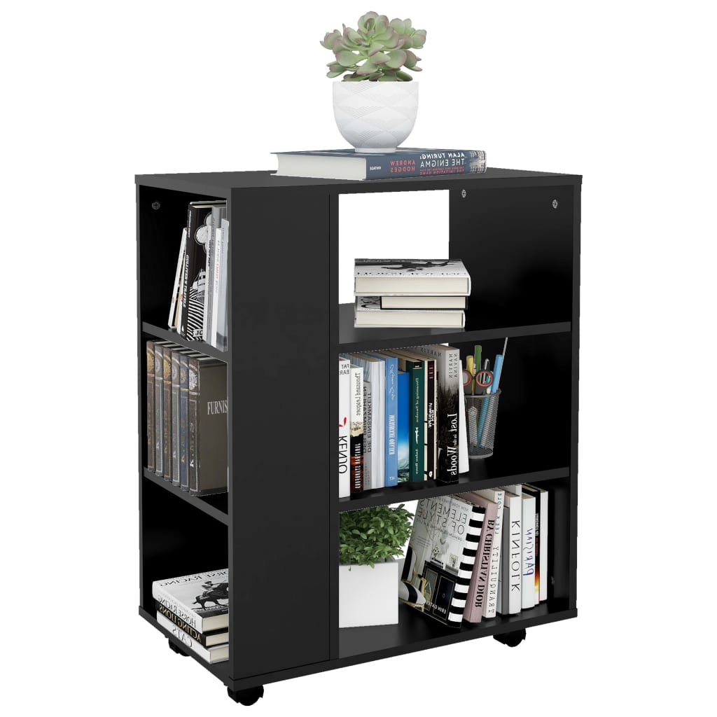 Mobiletto con Ruote Nero 60x35x75 cm in Legno Multistrato - homemem39