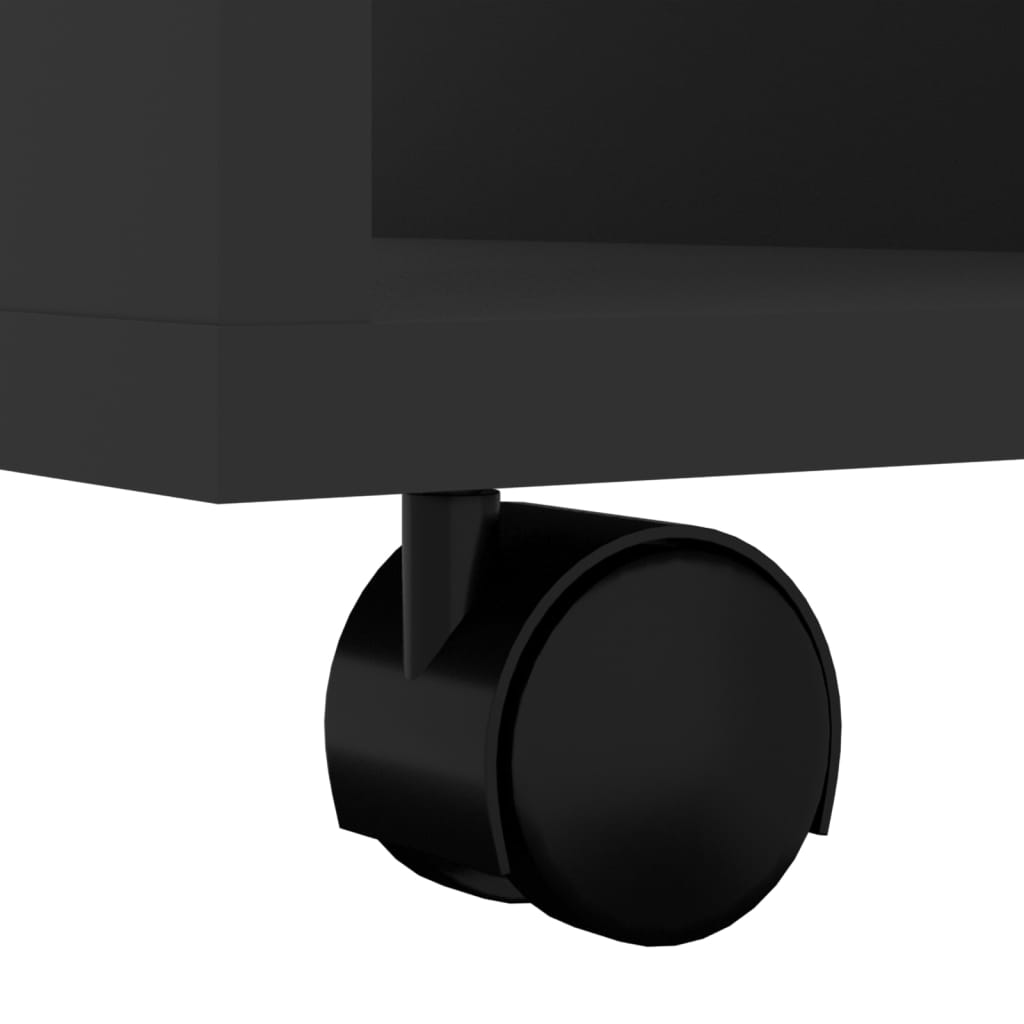 Mobiletto con Ruote Nero 60x35x75 cm in Legno Multistrato - homemem39
