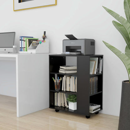 Mobiletto con Ruote Nero 60x35x75 cm in Legno Multistrato - homemem39