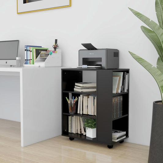 Mobiletto con Ruote Nero 60x35x75 cm in Legno Multistrato - homemem39