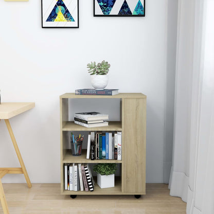 Mobiletto con Ruote Rovere Sonoma 60x35x75 cm Legno Multistrato | homemem39