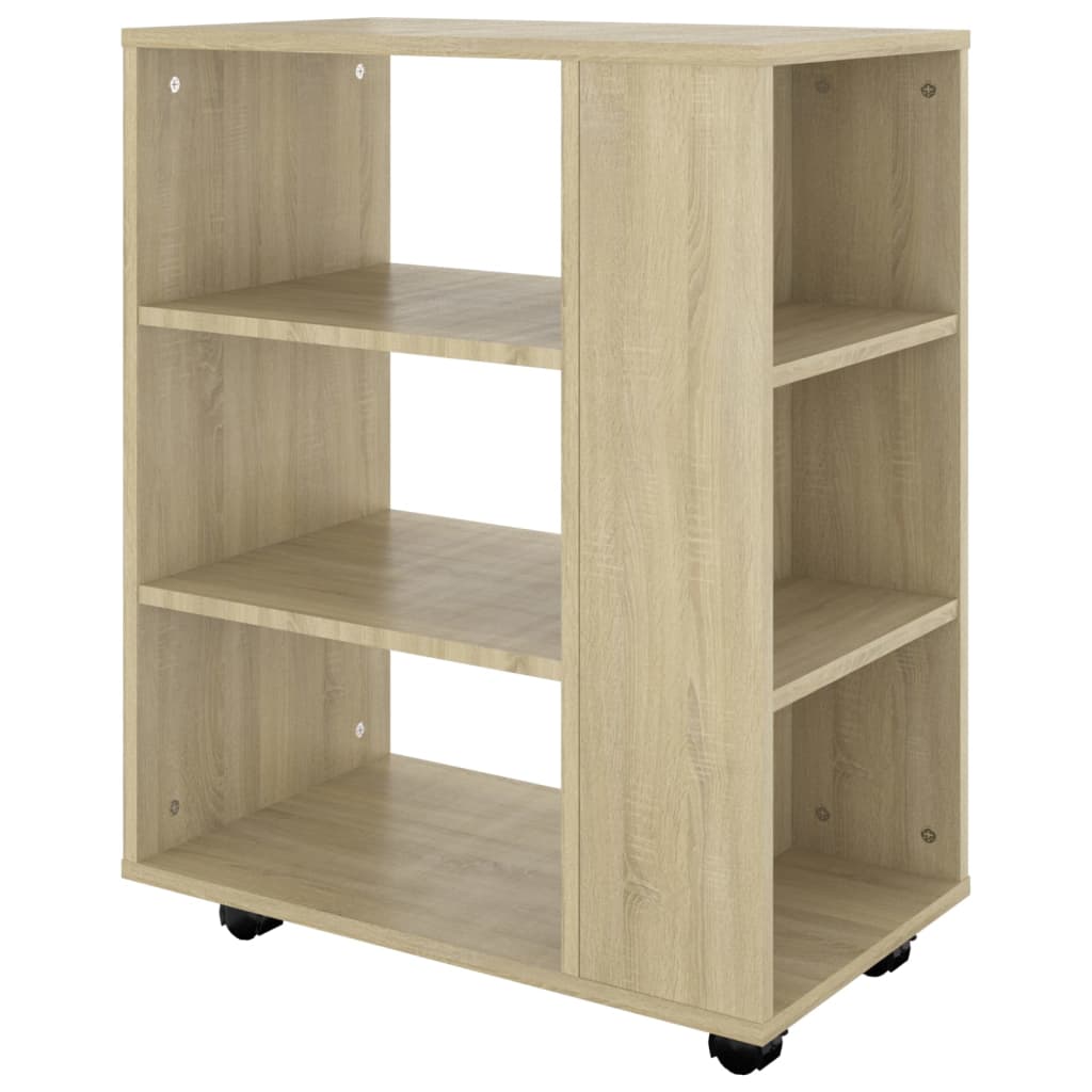 Mobiletto con Ruote Rovere Sonoma 60x35x75 cm Legno Multistrato | homemem39